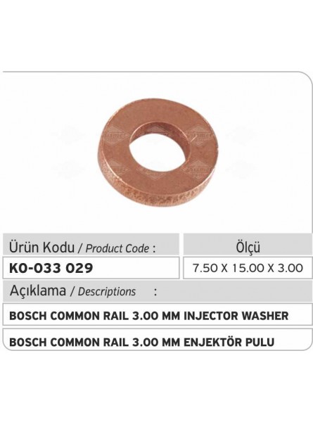 Шайба форсунки BOSCH COMMON RAIL 3.00 MM